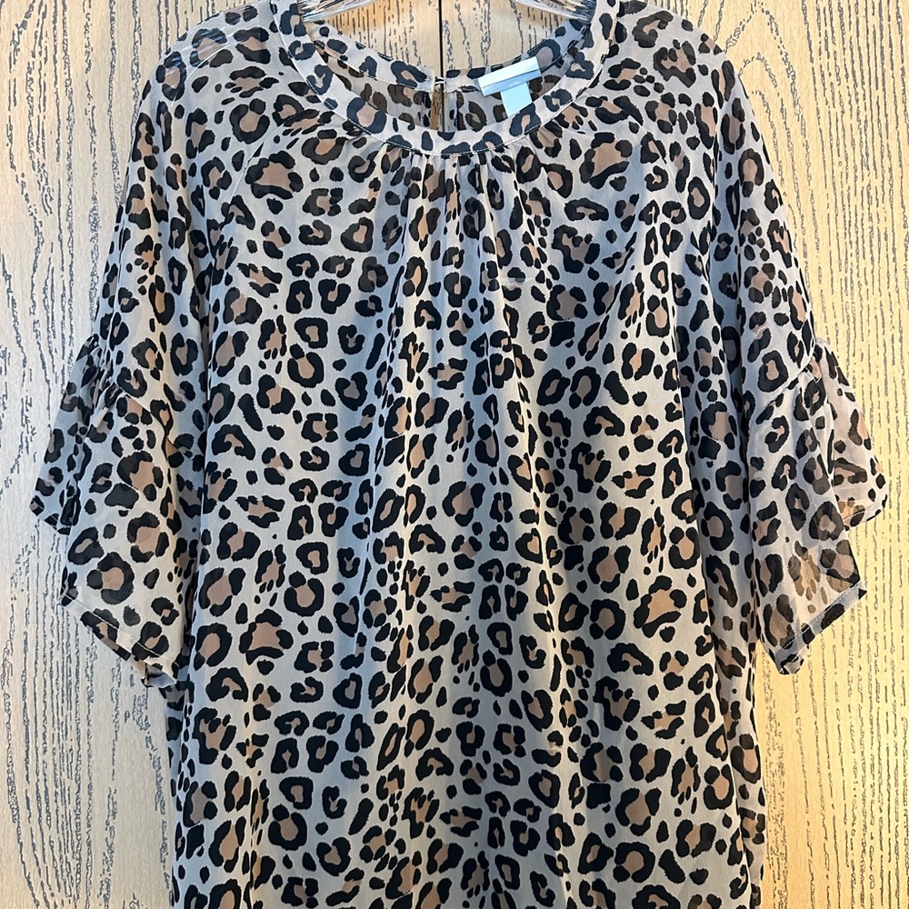 Ava Viv Animal Print Blouse Top Women 1X 16W 18W New with tags Soft lightweight